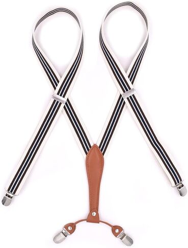 Women's Suspenders - 1" Width - Y Back 4 Clip Skinny Ladies Striped Suspenders 33-DM in Saudi Arabia
