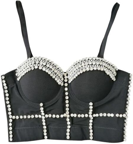 Fashion Beaded Diamond Street Dance Vest Slimming Shapewear Suspender Bra Female Performance Costume in Saudi Arabia