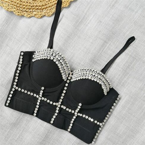 Fashion Beaded Diamond Street Dance Vest Slimming Shapewear Suspender Bra Female Performance Costume in Saudi Arabia
