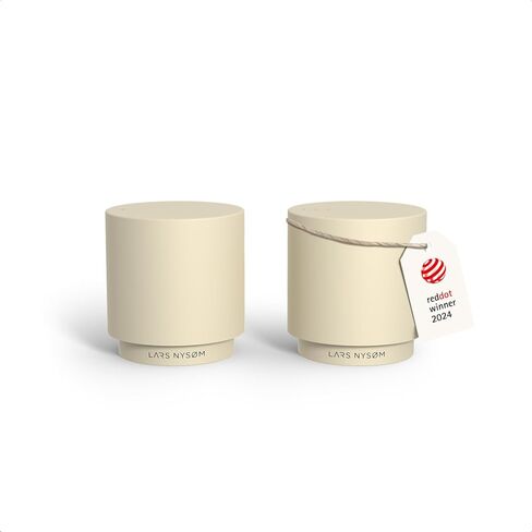 LARS NYSØM Mini Salt and Pepper Shakers Set | Stainless Steel Salt and Pepper Shakers with Modern Minimalist Design, Easy Refill, Small Size (Greige) in Kuwait