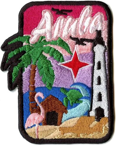 Aruba Country Travel Patch هولندا شاطئ الجزيرة المطرزة على الحديد in Saudi Arabia