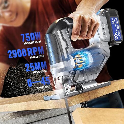 Cordless Jig Saw For Makita 18V Battery:Brushless Motor jigsaw tool with Variable Speed - LED Light, 0°-45° Bevel Cuts 3-Position Orbital Action for Straight Curve Circle Cutting in Saudi Arabia