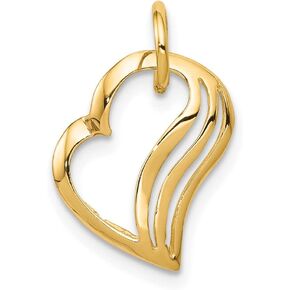 Solid 10k Yellow Gold Heart Pendant Charm (11mm x 15mm) in Kuwait