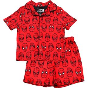 Marvel Spiderman Pajamas for Boys, 2 Piece Spiderman Pjs for Toddler Boys, Short Sleeve Top & Short Set, Size 4T Red in Saudi Arabia