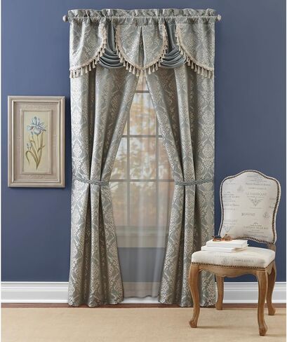 Montgomery Ward Alicia Window Set - Elegant Curtains, Panel, Tie Backs, Braided Valance, Burgundy/Gold in Saudi Arabia