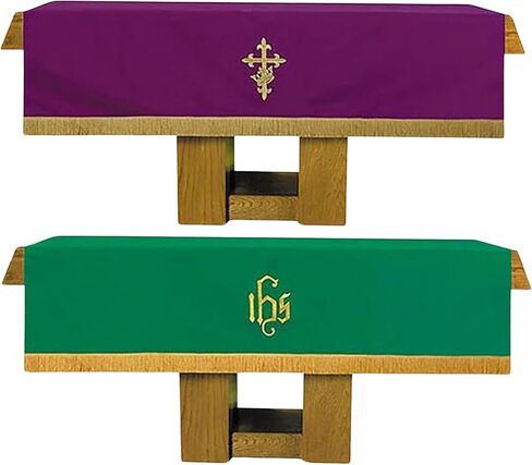 Needzo Reversible Altar Frontal in Purple & Green - Smooth Weave Polyester with Embroidery, 72" W x 52" D in Saudi Arabia
