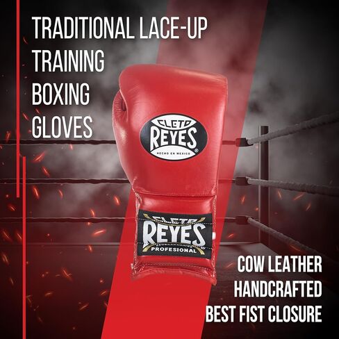 CLETO REYES Traditional Professional Boxing Gloves with Laces for Training, Sparring and Heavy Punching Bags for Men and Women, MMA, Kickboxing, Muay Thai, 12oz, Black CRE in Saudi Arabia
