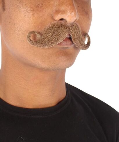 HPO Men's Novelty Vintage Human Hair Mustache | Adult Halloween Cosplay Facial Hair for Men | Fake Mustache for Costume Party in Saudi Arabia