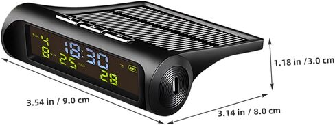 Amosfun Car Digital Clock Thermeter درجة حرارة تعمل بالطاقة الشمسية للوحة معلومات السيارة من السهل قراءة تاريخ درجة حرارة العرض ملحقًا أساسيًا للسيارة in Saudi Arabia