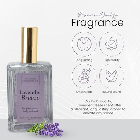 Brooklyn Fragrance Co. Ombre Spa Room Spray – Premium Lavender Breeze Scent - Long lasting Fragrance for Home, Office or Bathroom – Air Freshener Rectangle Spray bottle – 100 ml in Saudi Arabia