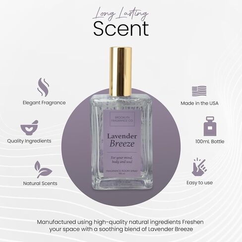 Brooklyn Fragrance Co. Ombre Spa Room Spray – Premium Lavender Breeze Scent - Long lasting Fragrance for Home, Office or Bathroom – Air Freshener Rectangle Spray bottle – 100 ml in Saudi Arabia