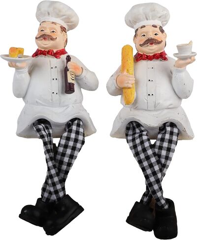 Chef Kitchen Décor Shelf Sitters with Long Legs - 2 Plates in Saudi Arabia