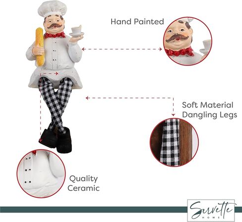 Chef Kitchen Décor Shelf Sitters with Long Legs - 2 Plates in Kuwait