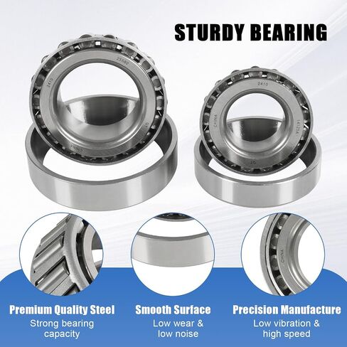 4 Sets 25580 14125A Boat Trailer Axle Bearings Kit, 22333TB/10-36 Grease Seals, 2.72'' Dust Caps Spindle Nuts Cotter Pins Washers for 5200-7000 lbs Tandem Axles #D42 Spindle in Kuwait