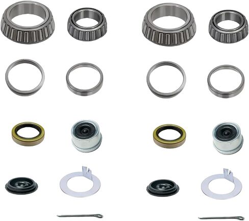 2 Sets Trailer Supplies 8000 lbs Bearing Kit – Fits #42 Spindle – 25580/02475 Bearings, 25520/02420 Races, 10-225 Seal, 2.72" Dust Caps w/Extra Plugs, Cotter Pins, Washers in Saudi Arabia