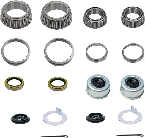 2 Sets Trailer Supplies 8000 lbs Bearing Kit – Fits #42 Spindle – 25580/02475 Bearings, 25520/02420 Races, 10-225 Seal, 2.72" Dust Caps w/Extra Plugs, Cotter Pins, Washers in Saudi Arabia