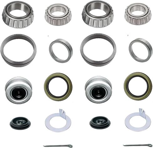 2 Sets Trailer Supplies 8000 lbs Bearing Kit – Fits #42 Spindle – 25580/02475 Bearings, 25520/02420 Races, 10-225 Seal, 2.72" Dust Caps w/Extra Plugs, Cotter Pins, Washers in Saudi Arabia
