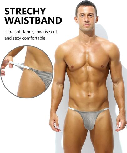 Men's See Through Bikini Low Rise Sexy Briefs Mesh Breathable Bulge Pouch Underwear in Kuwait