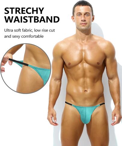 Men's See Through Bikini Low Rise Sexy Briefs Mesh Breathable Bulge Pouch Underwear in Kuwait