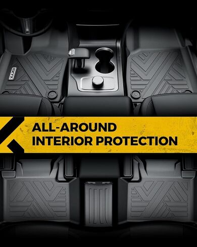 سجادات أرضية KYX لـ 2015-2023 F150 SuperCrew/Crew Cab، بطانات أرضية للحماية من جميع الأحوال الجوية للصف الأول والثاني من الأمام والخلف، سجادات السيارة TPE باللون الأسود in Kuwait