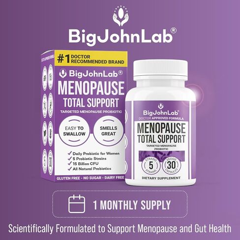 BIGJOHNLAB Probiotics 60 Billion CFU - 10 Strains + Organic Prebiotics - Immune, Digestive & Gut Health - Supports Occasional Constipation, Diarrhea, Gas & Bloating - for Women & Men - 30ct in Saudi Arabia