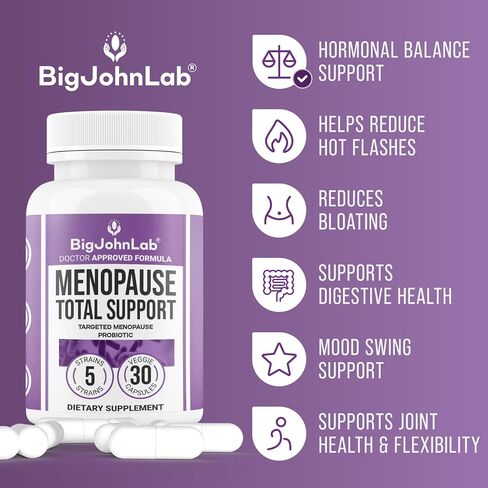 BIGJOHNLAB Probiotics 60 Billion CFU - 10 Strains + Organic Prebiotics - Immune, Digestive & Gut Health - Supports Occasional Constipation, Diarrhea, Gas & Bloating - for Women & Men - 30ct in Saudi Arabia