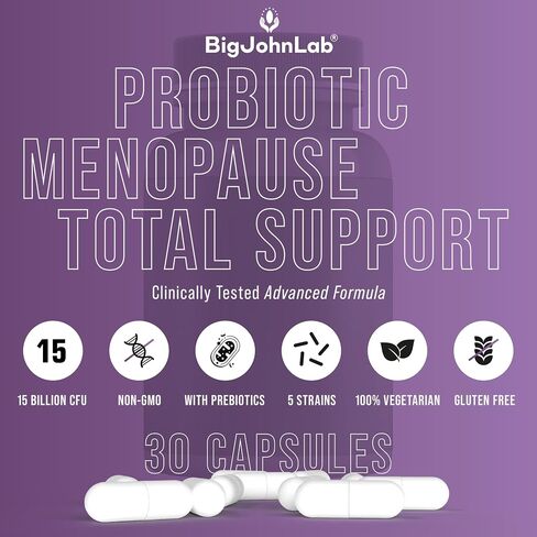 BIGJOHNLAB Probiotics 60 Billion CFU - 10 Strains + Organic Prebiotics - Immune, Digestive & Gut Health - Supports Occasional Constipation, Diarrhea, Gas & Bloating - for Women & Men - 30ct in Saudi Arabia
