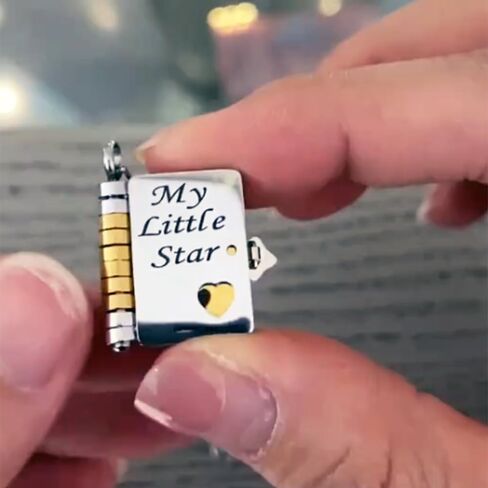 My Little Star Book Necklace, My Incredible Daughter Book Necklace, 18k Gold Plated Openable Necklaces with 6 Pages of Engraved Information, A letter for My Daughter Jewelry of Love in Saudi Arabia