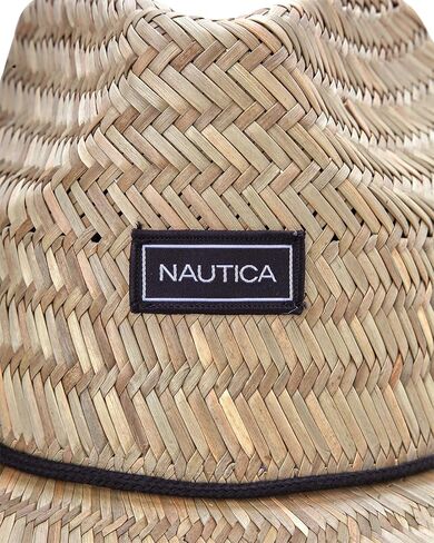 Nautica Men's Straw Lifeguard Hat - Lightweight Wide Brim Outdoor Beach Sun Hats for Men with Adjustable Chin Strap in Saudi Arabia