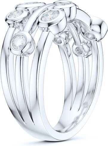 9 ملم عريض الصلبة الفضة الفضية Triplex Row Bubble Cocktail Ring محاكاة مستديرة مدي مجموعة الماس أو فرقة زفاف مويسانيت الأصلية in Saudi Arabia