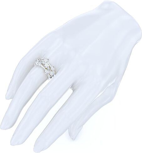 9 ملم عريض الصلبة الفضة الفضية Triplex Row Bubble Cocktail Ring محاكاة مستديرة مدي مجموعة الماس أو فرقة زفاف مويسانيت الأصلية in Saudi Arabia