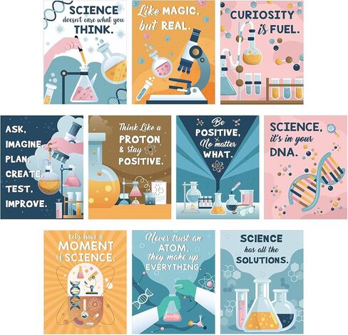 Zonon 10 Pcs Science Classroom Decoration Banner and Poster for Teachers Scientist Bulletin Board Set Posters Science Lab Cutout for Elementary Middle Preschool Office(Motivational) in Saudi Arabia