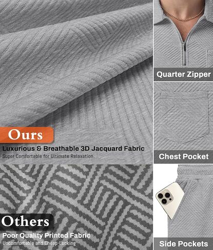 Askdeer Mens Short Sets 2 Piece Summer Track Suits Short Sleeve Sweatsuit Outfits 1/4 Zip Golf Polo Shirts Loungewear in Saudi Arabia