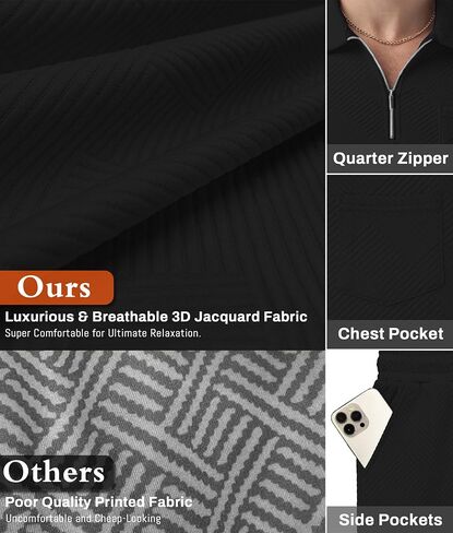 Askdeer Mens Short Sets 2 Piece Summer Track Suits Short Sleeve Sweatsuit Outfits 1/4 Zip Golf Polo Shirts Loungewear in Saudi Arabia