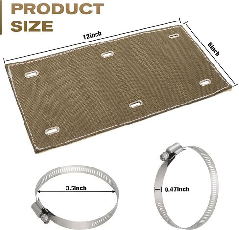 2 Set Titanium Pipe Shield 6" x 12", Exhaust Heat Shield for Motorcycle, Components, Hoses, Lines, and Electrical Wiring, Two-layer Exhaust Wrap Pipe Heat Shield Protection up to 1350°F in Saudi Arabia