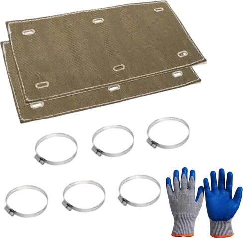 2 Set Titanium Pipe Shield 6" x 12", Exhaust Heat Shield for Motorcycle, Components, Hoses, Lines, and Electrical Wiring, Two-layer Exhaust Wrap Pipe Heat Shield Protection up to 1350°F in Saudi Arabia