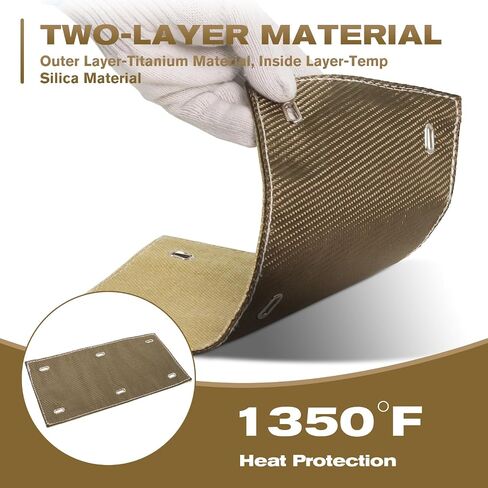 2 Set Titanium Pipe Shield 6" x 12", Exhaust Heat Shield for Motorcycle, Components, Hoses, Lines, and Electrical Wiring, Two-layer Exhaust Wrap Pipe Heat Shield Protection up to 1350°F in Saudi Arabia