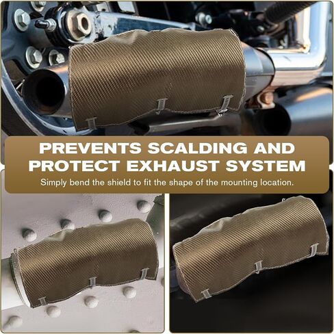 2 Set Titanium Pipe Shield 6" x 12", Exhaust Heat Shield for Motorcycle, Components, Hoses, Lines, and Electrical Wiring, Two-layer Exhaust Wrap Pipe Heat Shield Protection up to 1350°F in Saudi Arabia