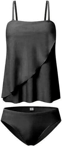 Women's Two Piece Set Swimsuits Could Shoulder Tube Tops with Bikini Shorts Bathing Suits Solid Swimwear Beachwear in Kuwait
