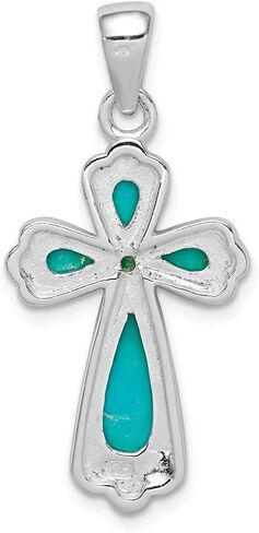 Solid 925 Sterling Silver Imitation Turquoise Cross Pendant Charm in Saudi Arabia