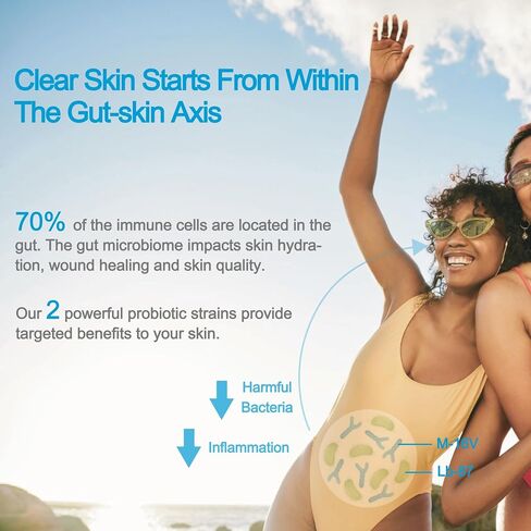 Life-Space Acne Relief + Skin Rebalance Probiotic, 6-in-1 Scientific Formula & 2 Billion CFU, Support Breakout Control & Skin Health & Gut Health, Probiotics for Women & Men, 30 Vegetarian Count in Kuwait