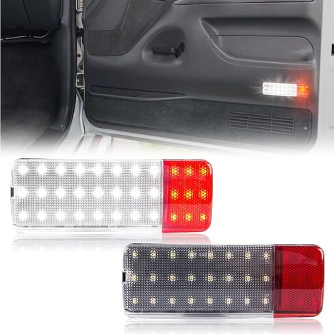 GemPro LED Interior Door Pannel Lights for 1992-1996 Ford F150 F250 Bronco, 92-97 F350 Door Reflector Courtesy Lamps 2PCS (Red&White) in Saudi Arabia