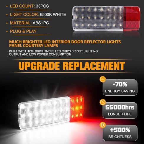 GemPro LED Interior Door Pannel Lights for 1992-1996 Ford F150 F250 Bronco, 92-97 F350 Door Reflector Courtesy Lamps 2PCS (Red&White) in Saudi Arabia
