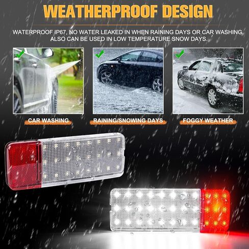 GemPro LED Interior Door Pannel Lights for 1992-1996 Ford F150 F250 Bronco, 92-97 F350 Door Reflector Courtesy Lamps 2PCS (Red&White) in Saudi Arabia