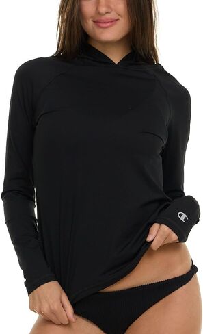 Champion Rash Guard for Women with Hood, Long Sleeve Hoodie Swim Shirts for Women, Quick Dry UPF 50+ SPF Sun & UV Protection in Saudi Arabia