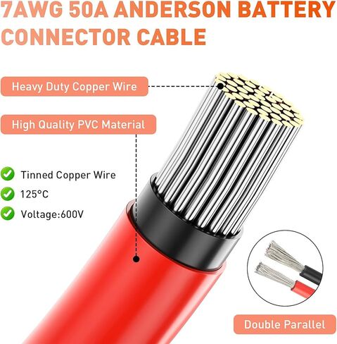 50 amp بطارية Quick Connect/Disconnect Connector 7Awg 50a SB50 Anderson Connector Calbate Cable to O Ring Terminal 12V-72V Harness Tlucn Slup for Car Winch Trailer ، Forklift 1Pair in Kuwait