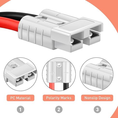 50 amp بطارية Quick Connect/Disconnect Connector 7Awg 50a SB50 Anderson Connector Calbate Cable to O Ring Terminal 12V-72V Harness Tlucn Slup for Car Winch Trailer ، Forklift 1Pair in Kuwait