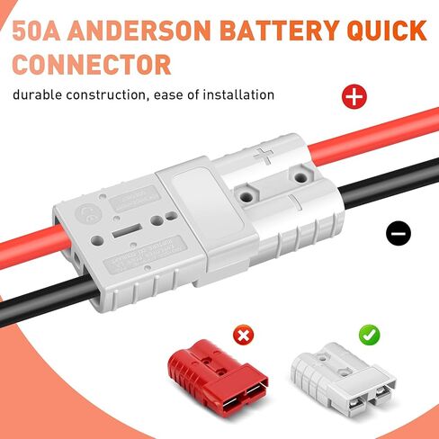 50 amp بطارية Quick Connect/Disconnect Connector 7Awg 50a SB50 Anderson Connector Calbate Cable to O Ring Terminal 12V-72V Harness Tlucn Slup for Car Winch Trailer ، Forklift 1Pair in Kuwait