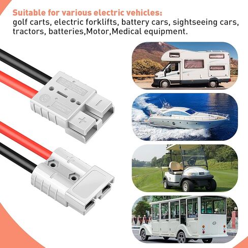 50 amp بطارية Quick Connect/Disconnect Connector 7Awg 50a SB50 Anderson Connector Calbate Cable to O Ring Terminal 12V-72V Harness Tlucn Slup for Car Winch Trailer ، Forklift 1Pair in Kuwait