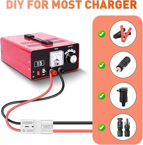 50 amp بطارية Quick Connect/Disconnect Connector 7Awg 50a SB50 Anderson Connector Calbate Cable to O Ring Terminal 12V-72V Harness Tlucn Slup for Car Winch Trailer ، Forklift 1Pair in Kuwait